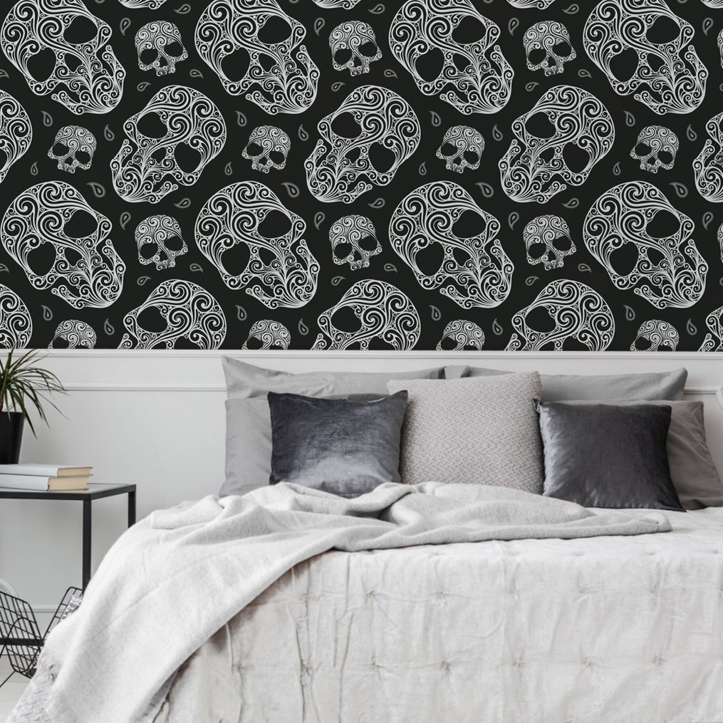 papel-de-parede-caveira-0005-2 Papel de Parede Caveira Abstrata - Imagem 1