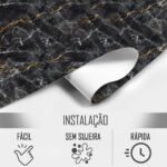 Papel de Parede Marmore Preto e Dourado - Imagem 4