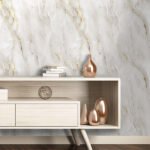 Papel de Parede Marmore Dourado e Branco - Imagem 2