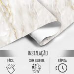 Papel de Parede Marmore Dourado e Branco - Imagem 6