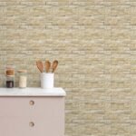 Papel de Parede Revestimento Linear em Pedra Bege