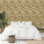 Papel de Parede Pedras Rústicas em Tons Dourados - Imagem 2