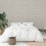 Papel de Parede Mármore quadrado bege rajado