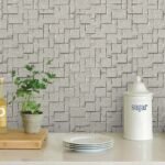 Papel de Parede Mármore quadrado bege rajado - Imagem 2