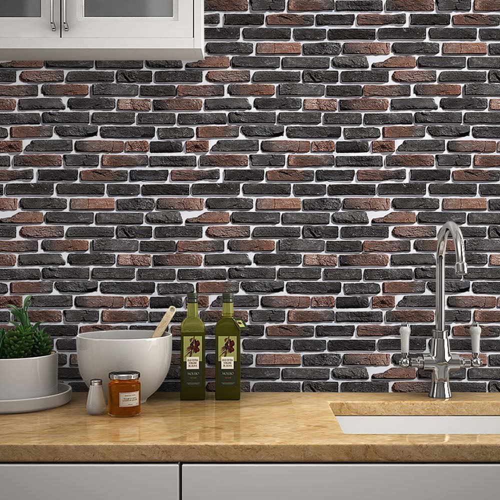 papel-de-parede-pedras-0066-2 Papel de Parede Tijolinho Desgastado Tons Escuros - Imagem 1