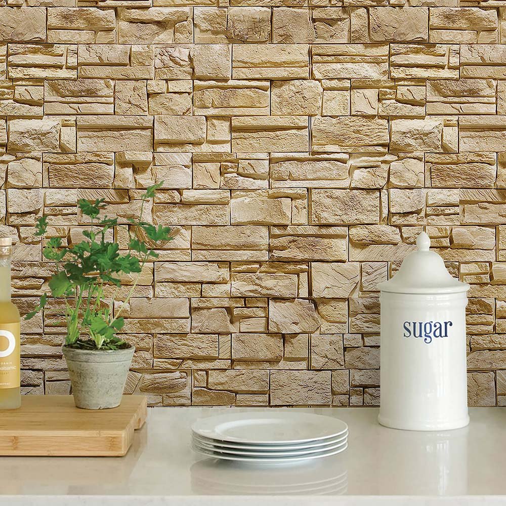 papel-de-parede-pedras-0073-2 Papel de Parede Pedras canjiquinha em tons de bege e amarelado - Imagem 1