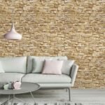 Papel de Parede Pedras canjiquinha em tons de bege e amarelado - Imagem 3