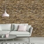 Papel de Parede Pedras canjiquinha em tons quentes e amarelados