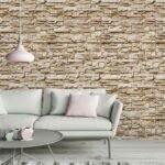 Papel de Parede Pedras canjiquinha em tons claros e escuros, com efeito natural