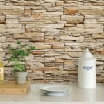 Papel de Parede Pedras canjiquinha com tons suaves e acabamento rústico