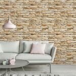 Papel de Parede Pedras canjiquinha com tons suaves e acabamento rústico - Imagem 2