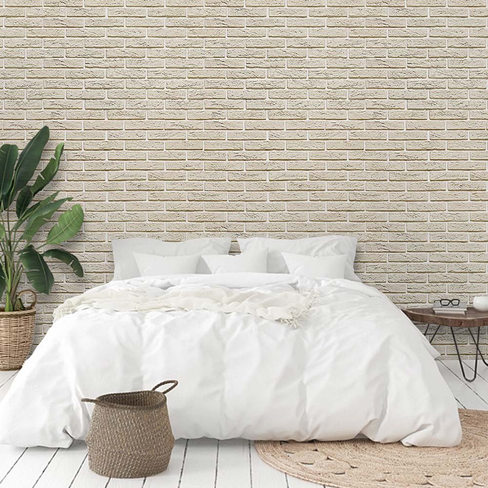 papel-de-parede-pedras-0088-2 Papel de Parede Tijolinho Bege Claro - Imagem 1