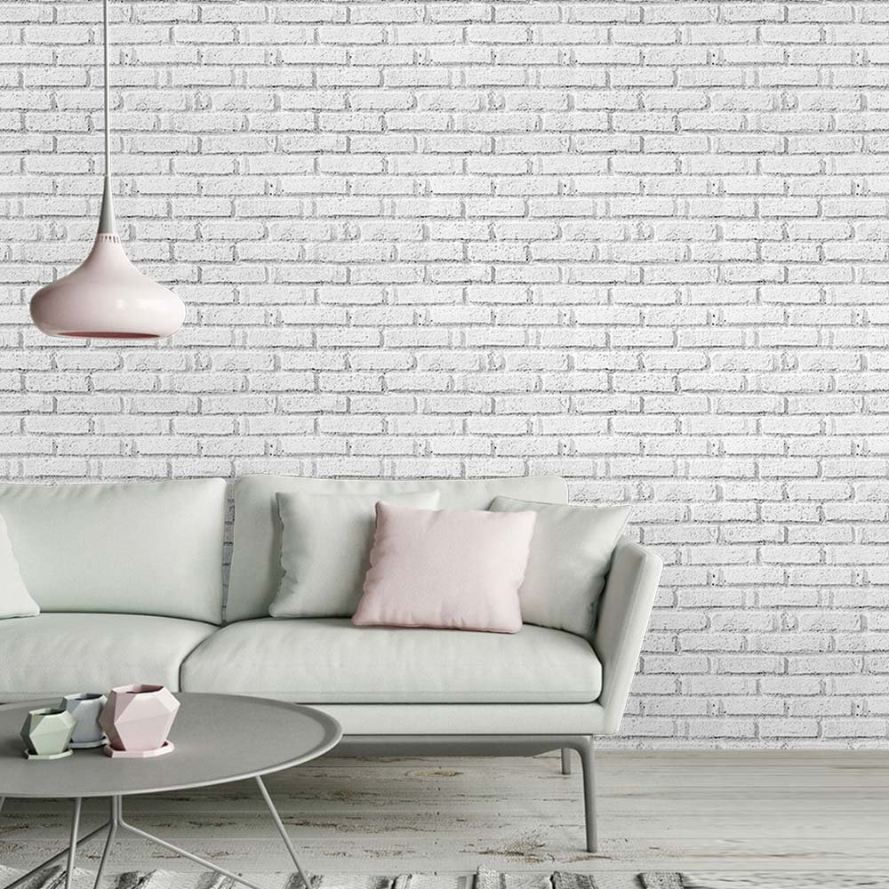 papel-de-parede-pedras-0113-2 Papel de Parede Tijolinho Creme e Marfim - Imagem 1