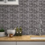 Papel de Parede Tijolinhos cinzas com textura rústica - Imagem 2