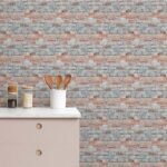 Papel de Parede Tijolinhos vermelhos e cinzas