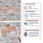 Papel de Parede Tijolinhos vermelhos e cinzas - Imagem 5