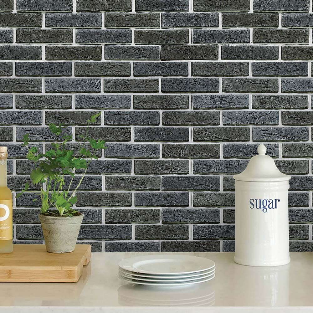 papel-de-parede-tijolos-0096-2 Papel de Parede Tijolinhos escuros Rustico - Imagem 1