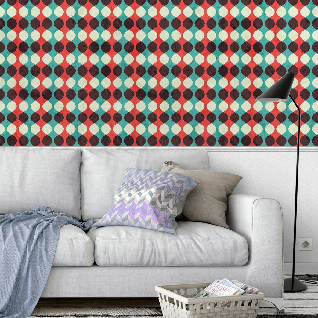 papel-de-parede-vintage-0016-2 Papel de Parede Geométrico em Cores Vibrantes - Imagem 1