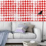 Papel de Parede Xadrez Retro Vermelho