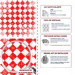 Papel de Parede Xadrez Retro Vermelho - Imagem 5