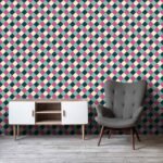 Papel de Parede Xadrez Retrô Rosa e Verde