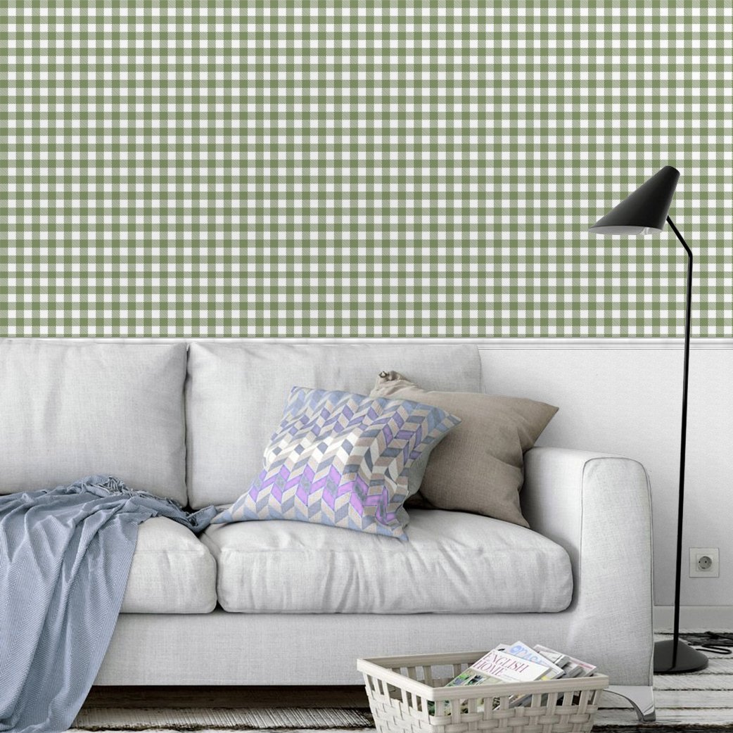 papel-de-parede-xadrez-0018-2 Papel de Parede Xadrez Clássico em Verde e Branco - Imagem 1