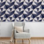 Papel de Parede Zara Blue Gold Com Marmore - Imagem 2